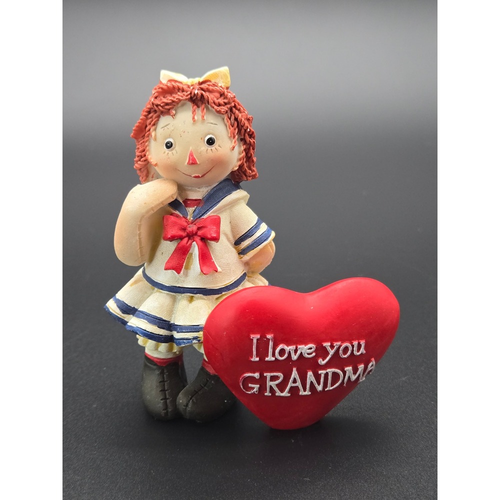 Vintage Raggedy Ann Style I Love You Grandma Figurine Heart Sailor Dress 3"